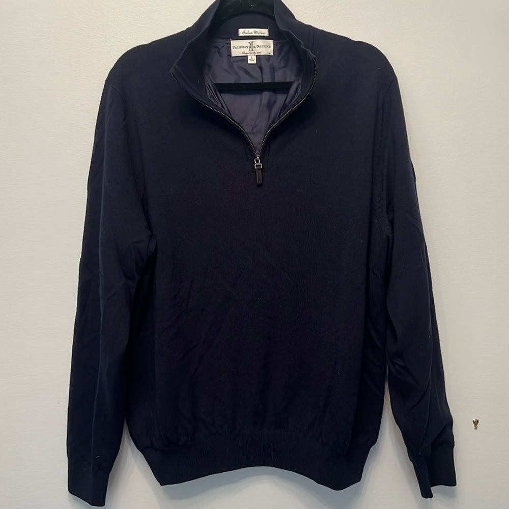 Fairway and Greene Italian merino lined zip up sweater